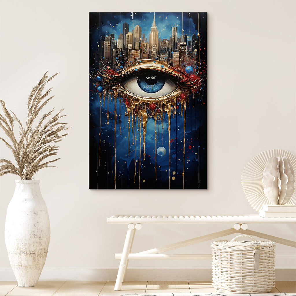 Mysterious eye with city reflection