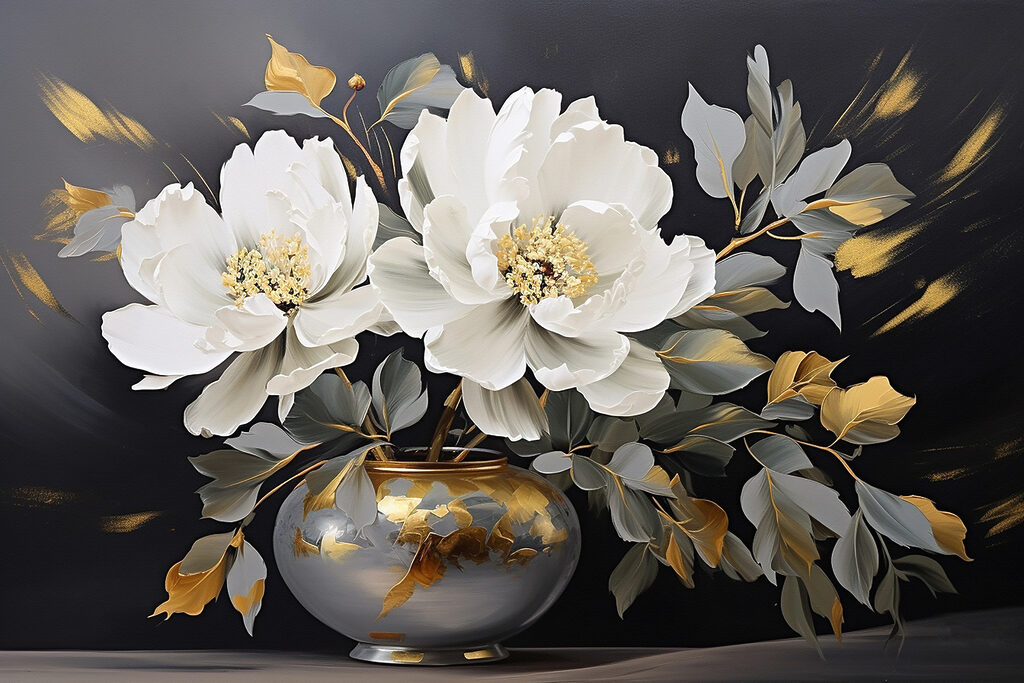 Painting of flowers in a vase Painting of flowers in a vase