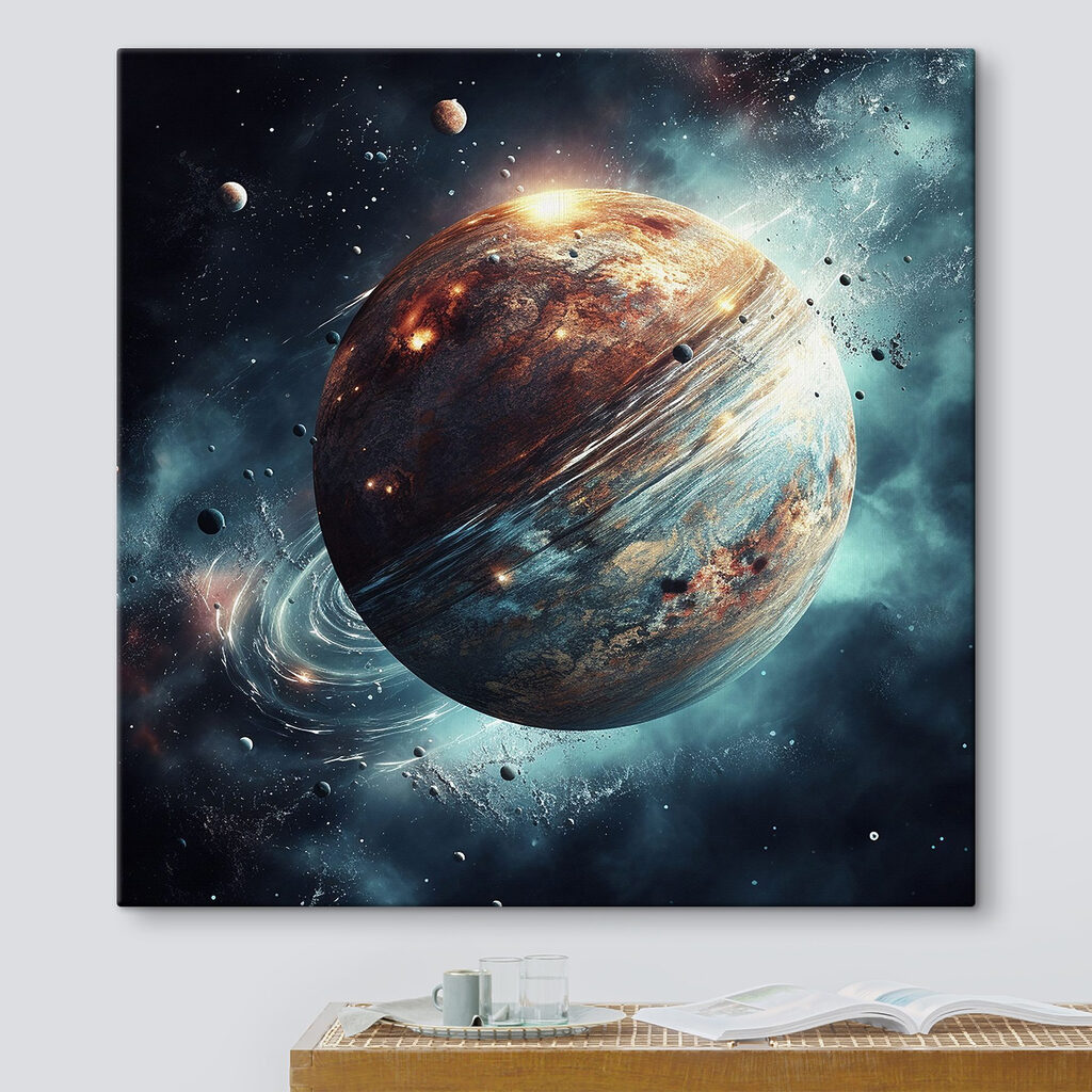 Planet in space with stars and planets Planet in space with stars and planets
