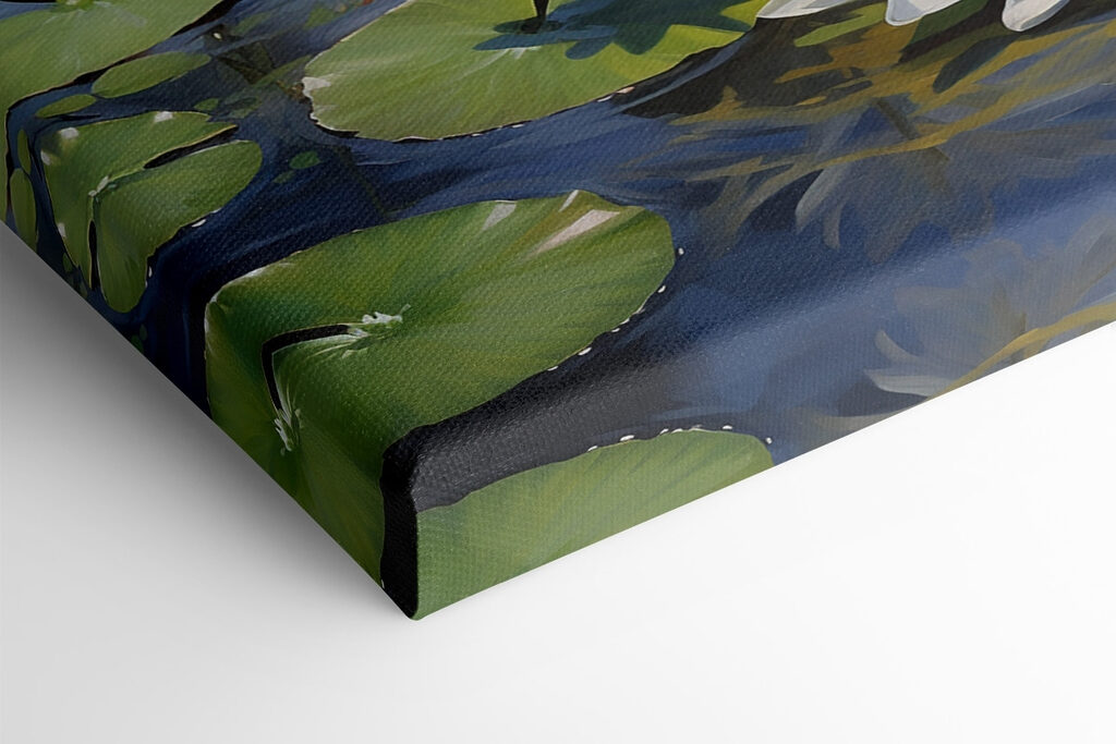 Group of white flowers in a pond