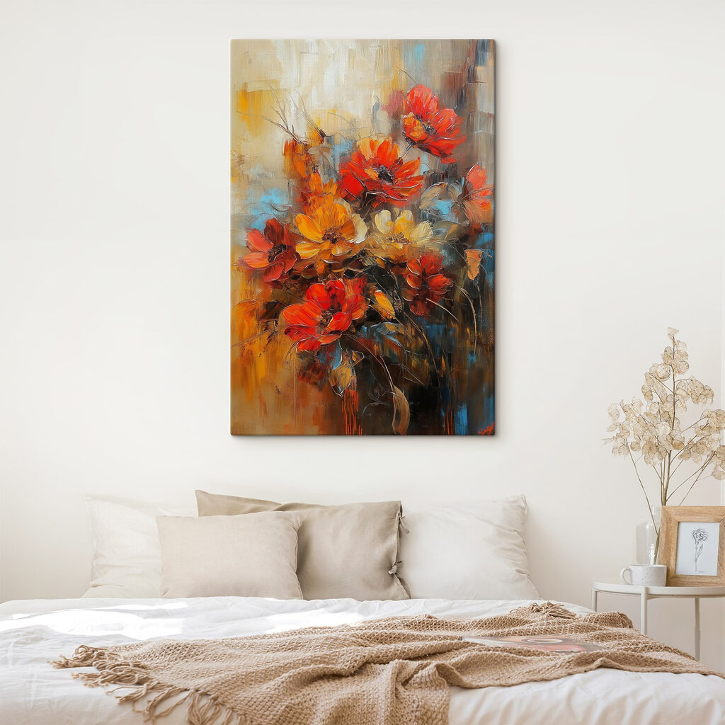 Painting of flowers on a canvas