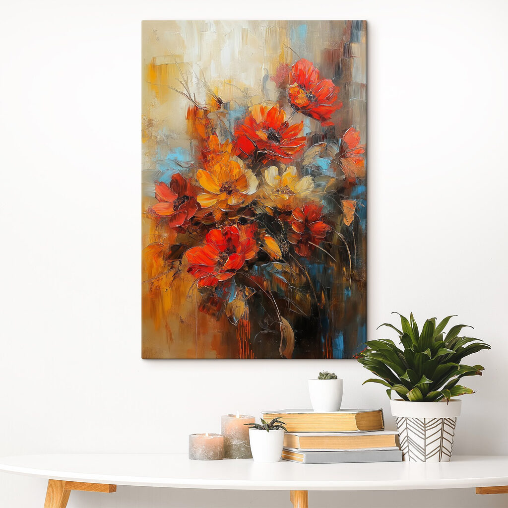 Painting of flowers on a canvas