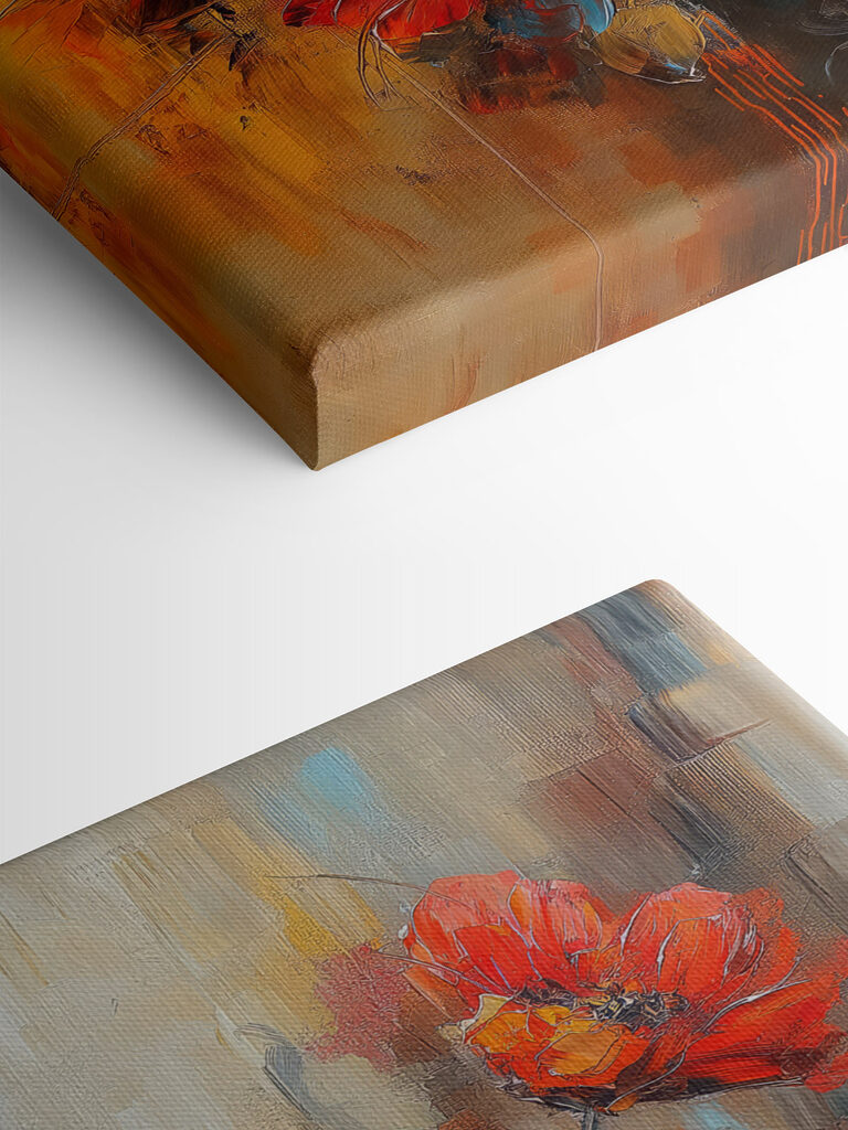 Painting of flowers on a canvas
