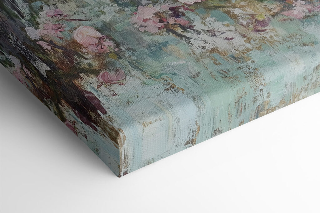 Painting of a woman smelling flowers Painting of a woman smelling flowers