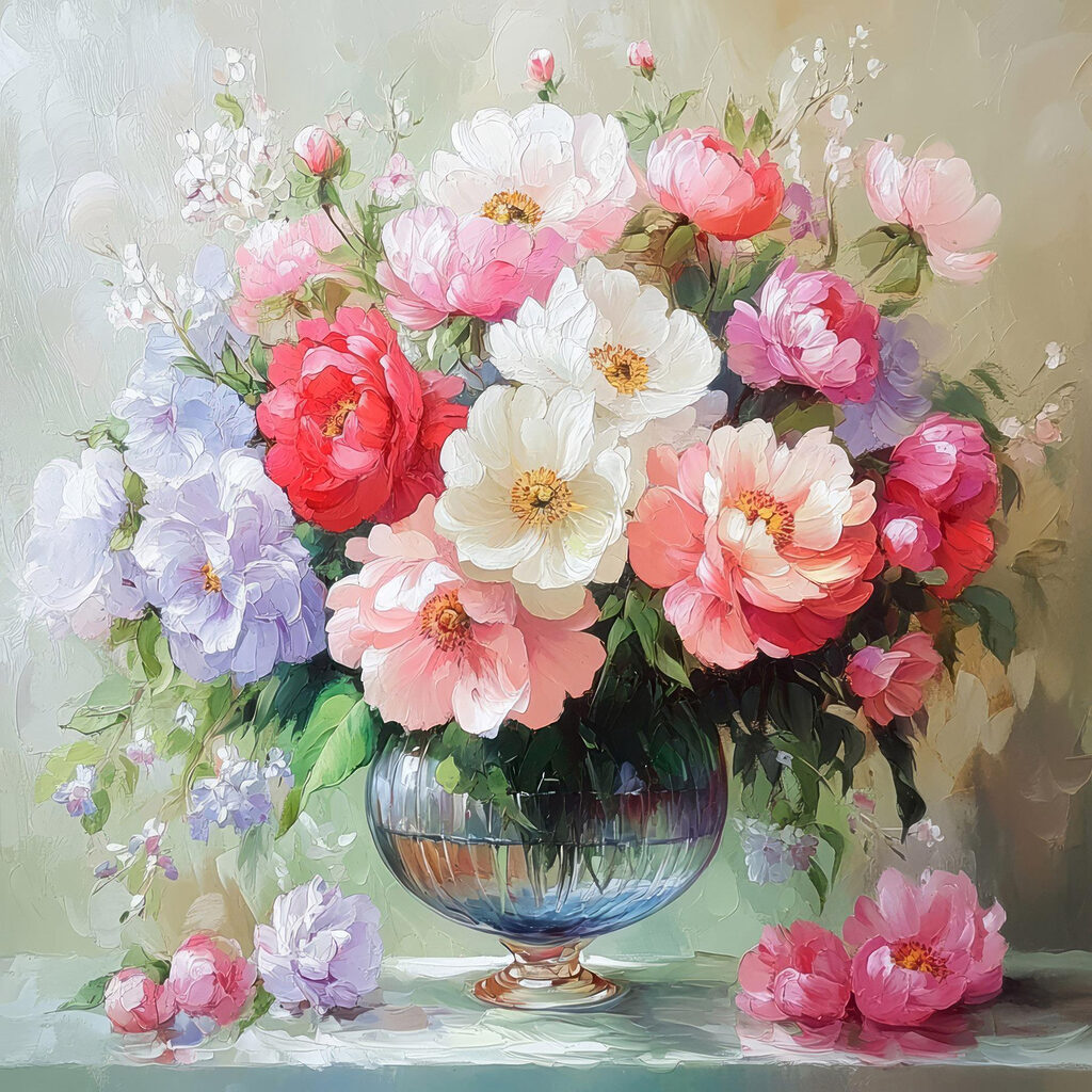Painting of flowers in a vase