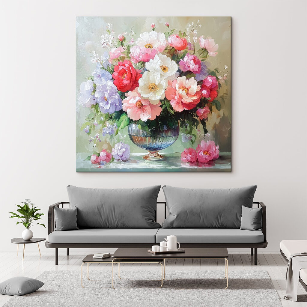 Painting of flowers in a vase