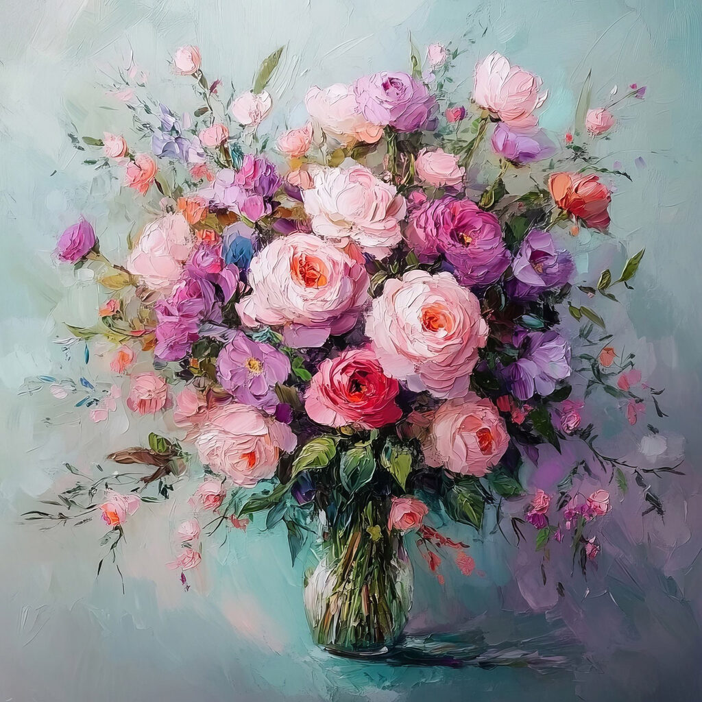 Painting of flowers in a vase
