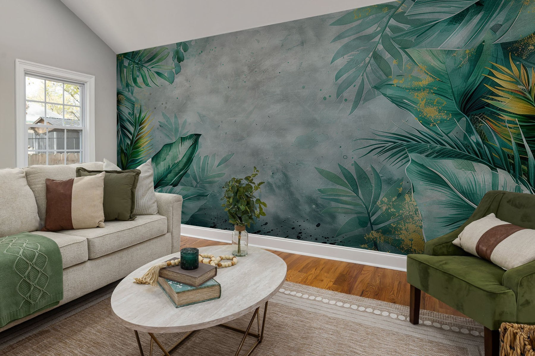 Wall with green leaves