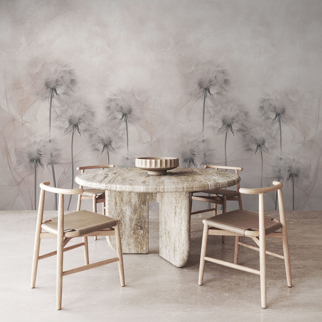Group of dandelions on a white background