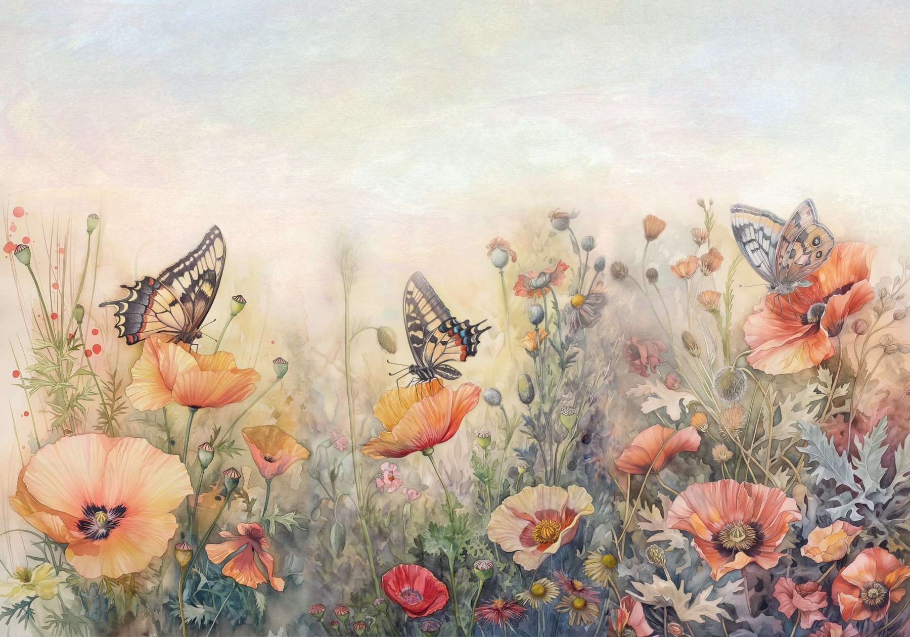 Butterflies on flowers in a field Butterflies on flowers in a field