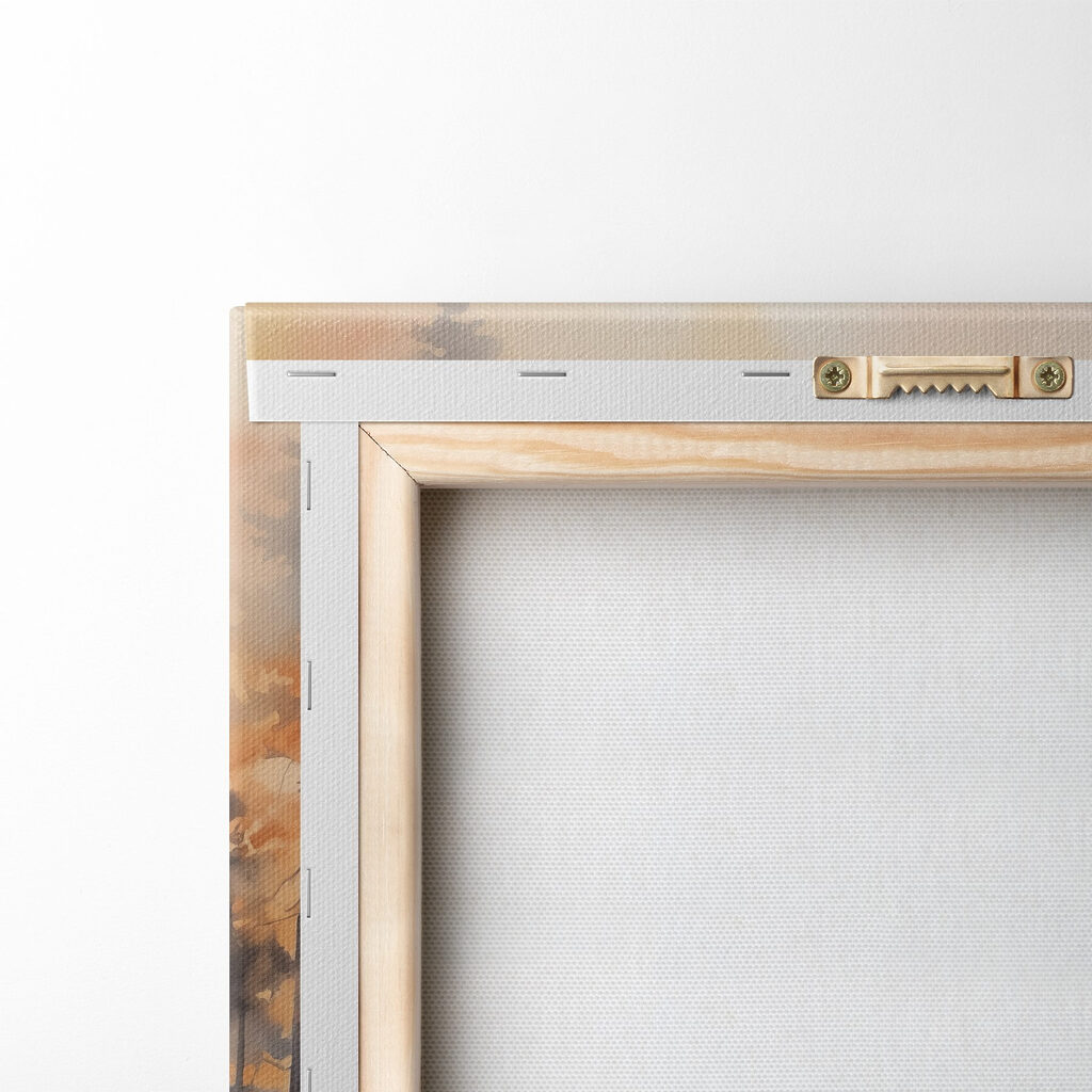 Watercolor painting of a river with trees and plants