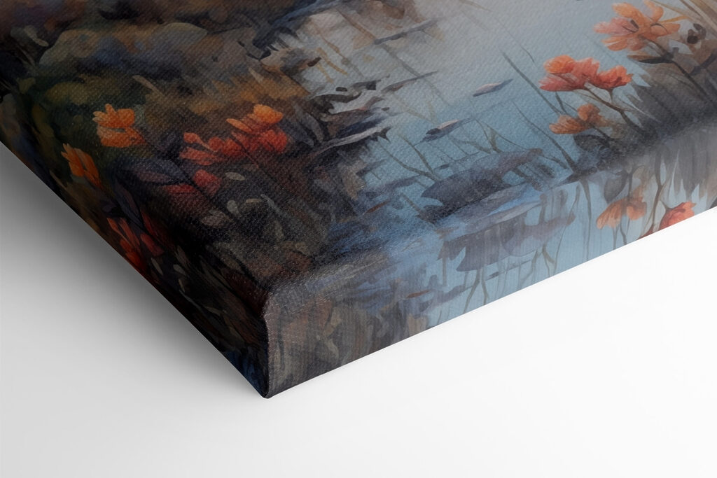 Watercolor painting of a river with trees and a sunset Watercolor painting of a river with trees and a sunset