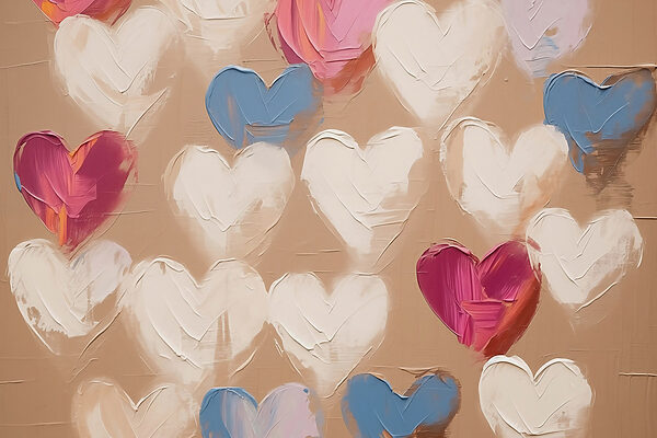 Farebné srdcia na textúrovanom pozadí w02226p 600x400 - Farebné srdcia na textúrovanom pozadí