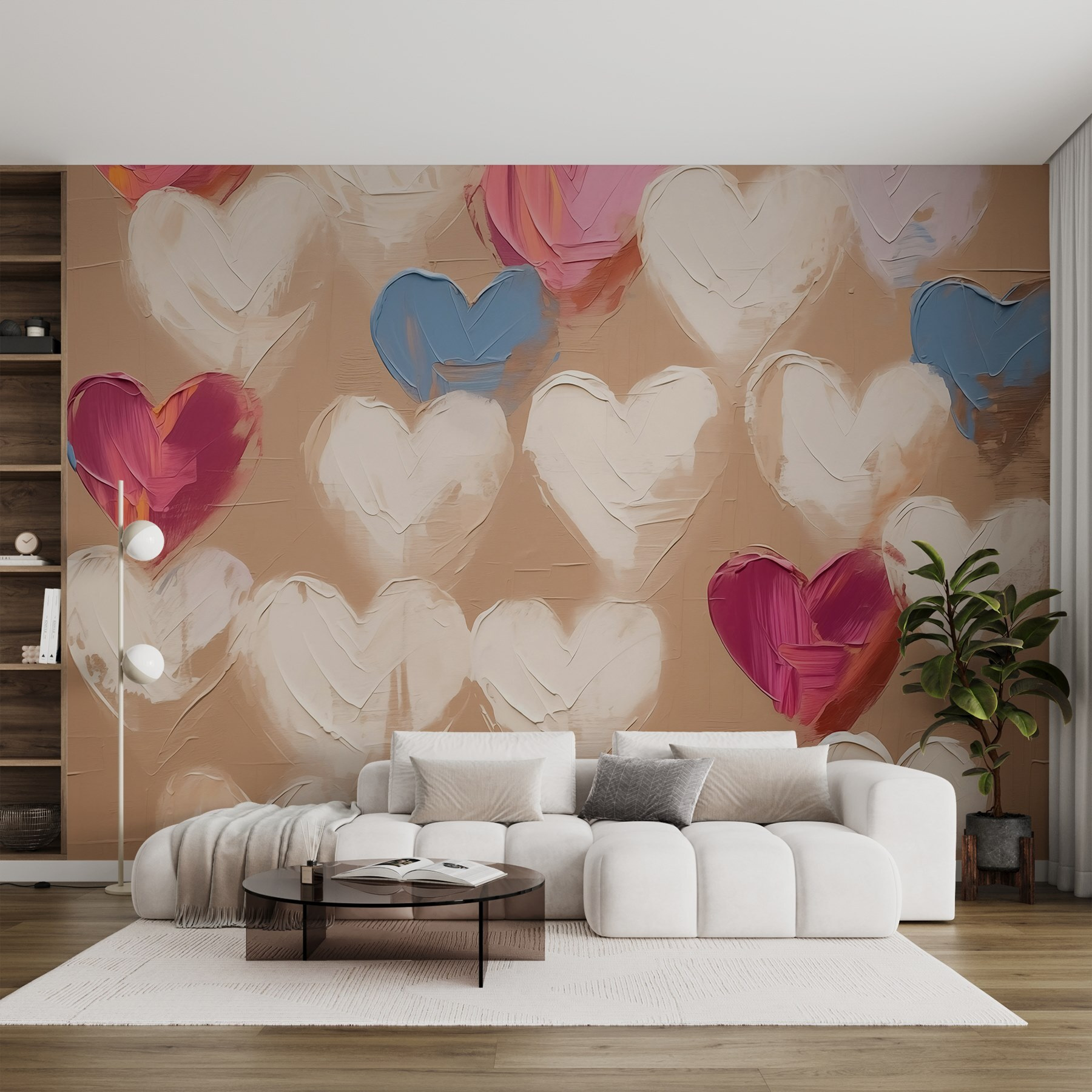 Farebné srdcia na textúrovanom pozadí w02226pig19ms - Farebné srdcia na textúrovanom pozadí