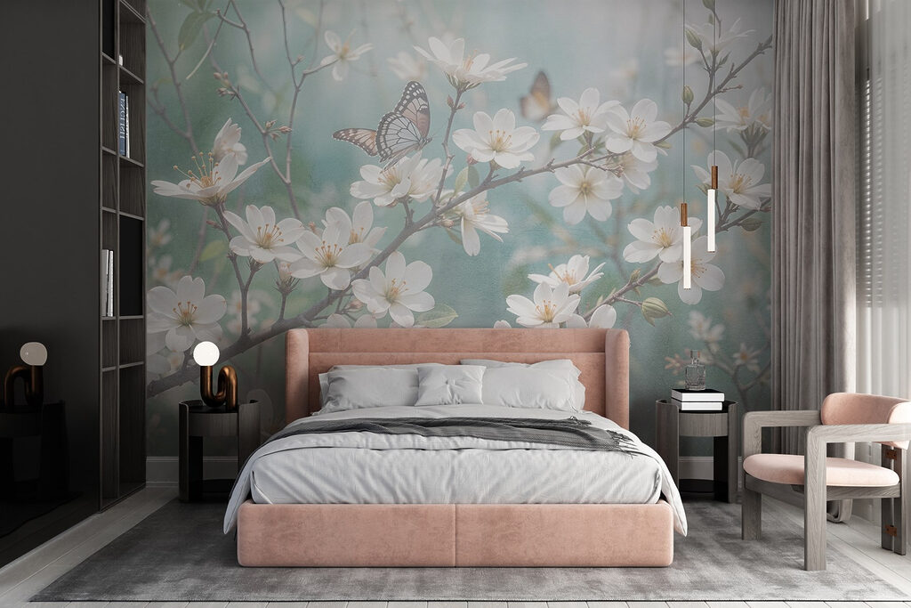 Butterfly on a white flower