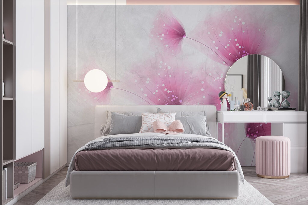 Pink flowers with white dots