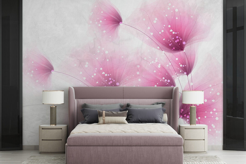 Pink flowers with white dots