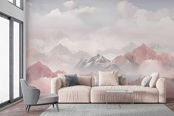 Mountain range with clouds