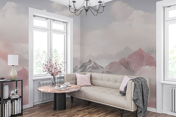 Mountain range with clouds