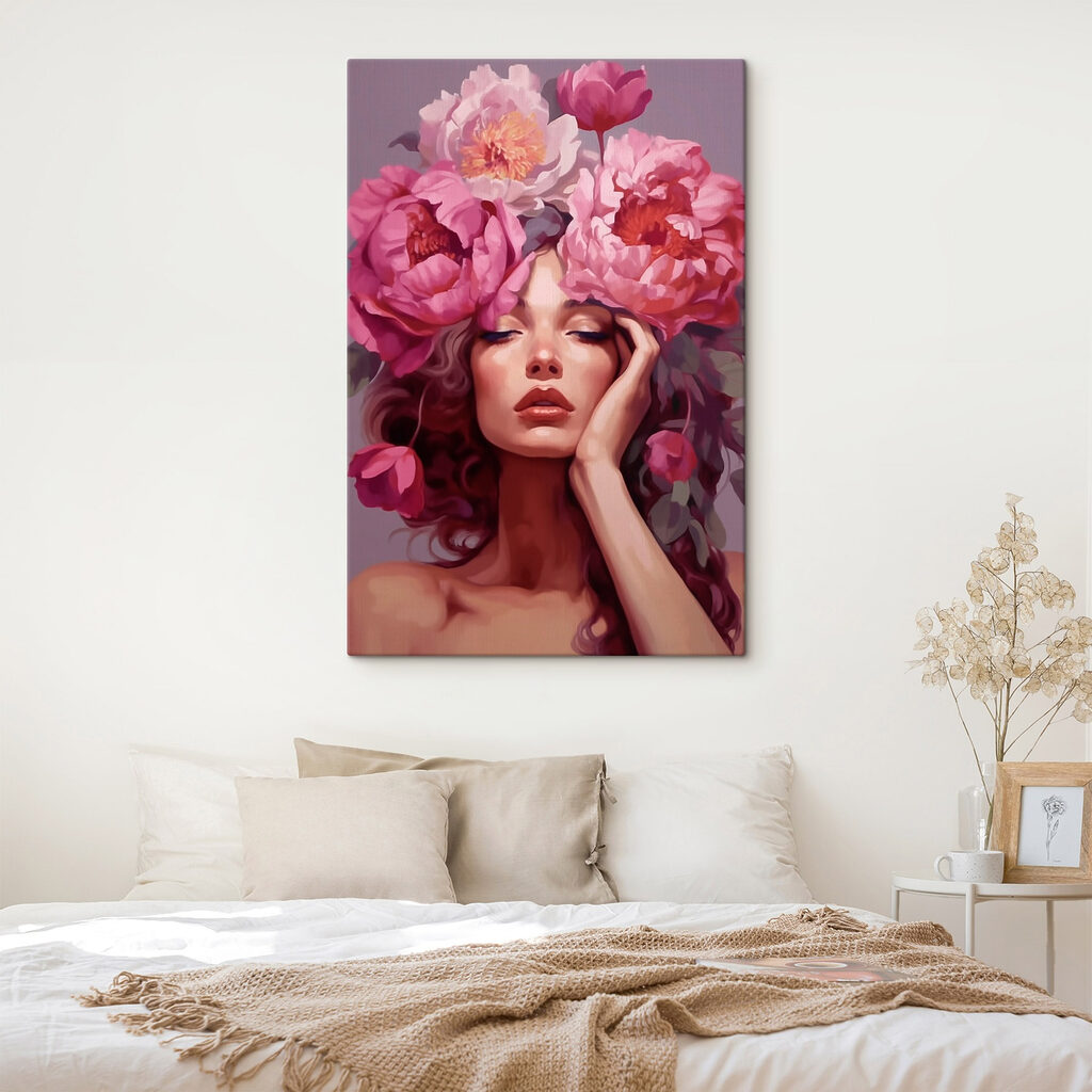 Woman with flowers on her head