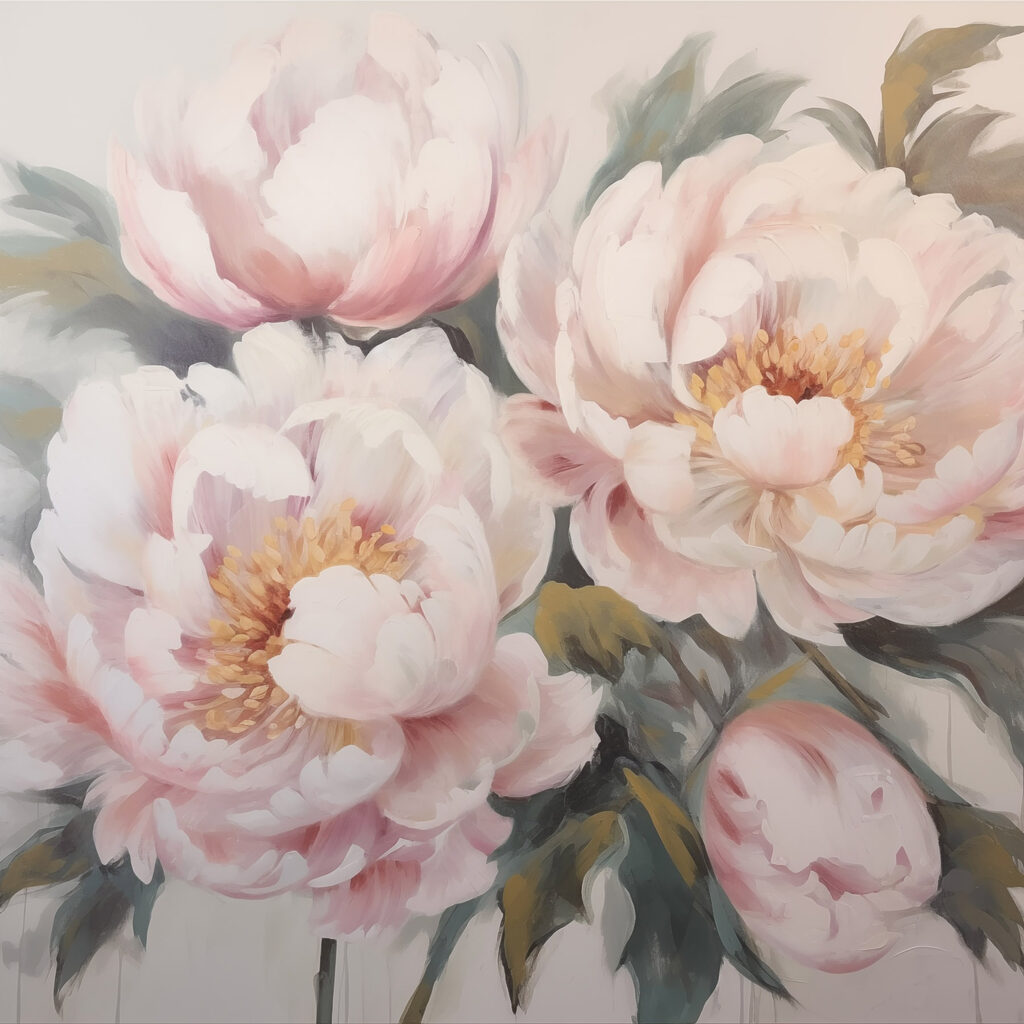 Painting of flowers on a white surface
