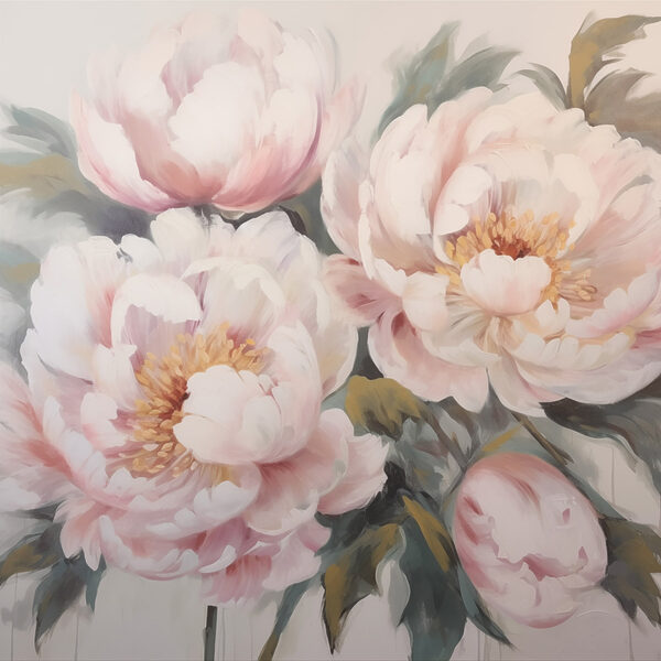 Painting of flowers on a white surface Painting of flowers on a white surface