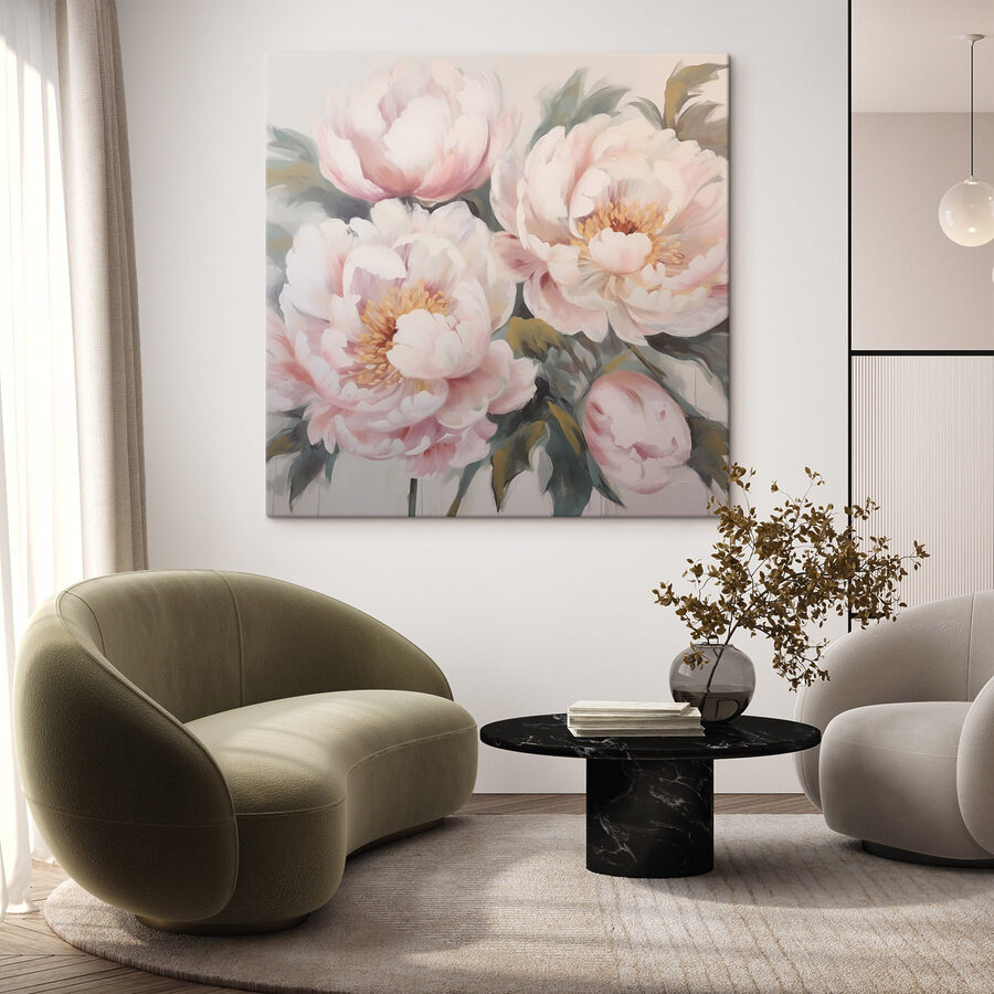 Painting of flowers on a white surface Painting of flowers on a white surface