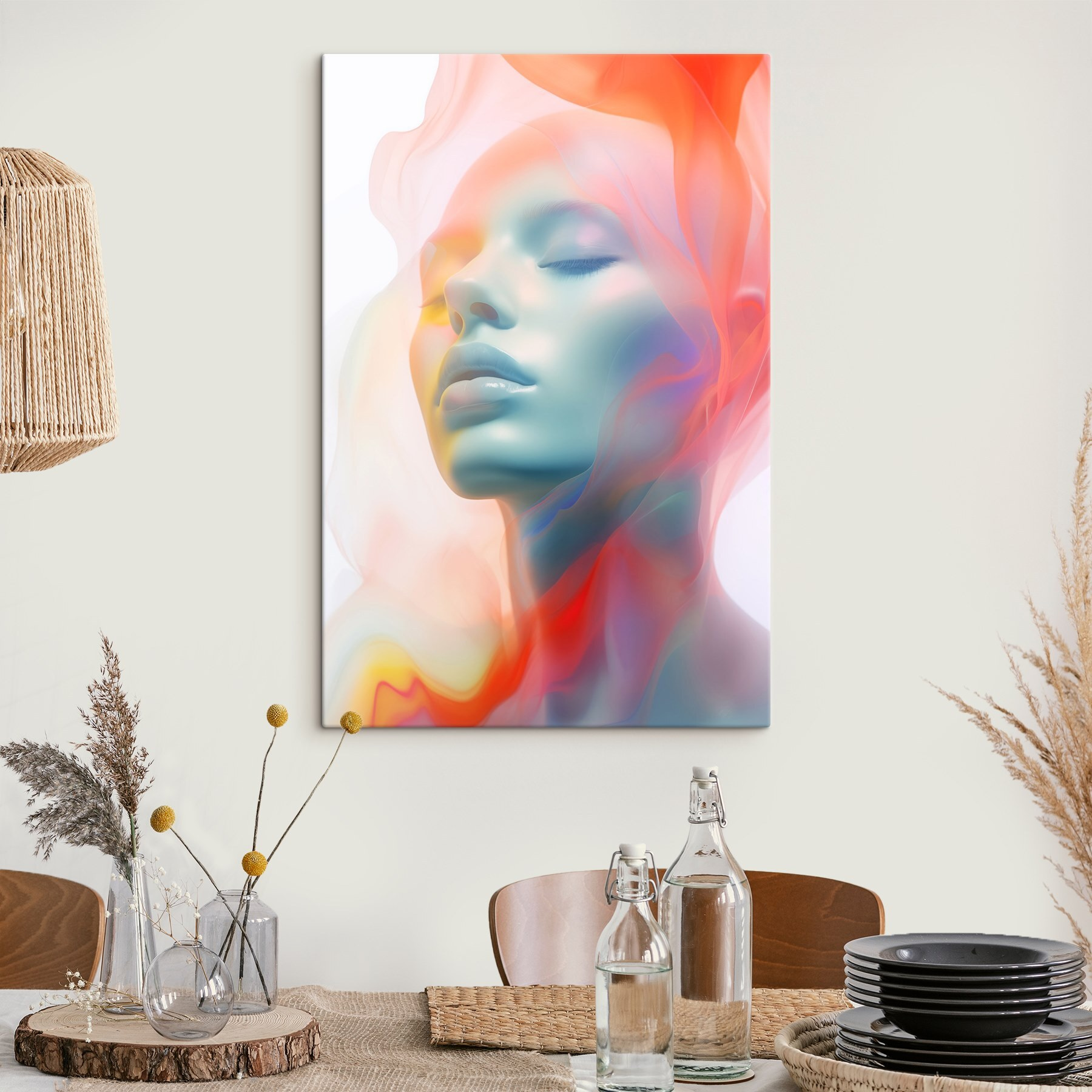 Woman with colorful fabric covering her face Woman with colorful fabric covering her face