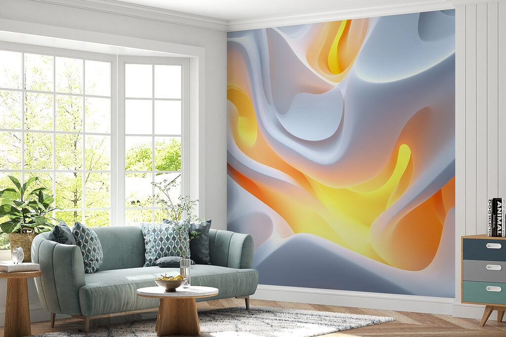 White and orange wavy surface