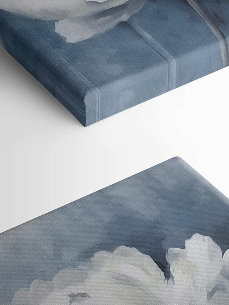 White flower on a blue background White flower on a blue background