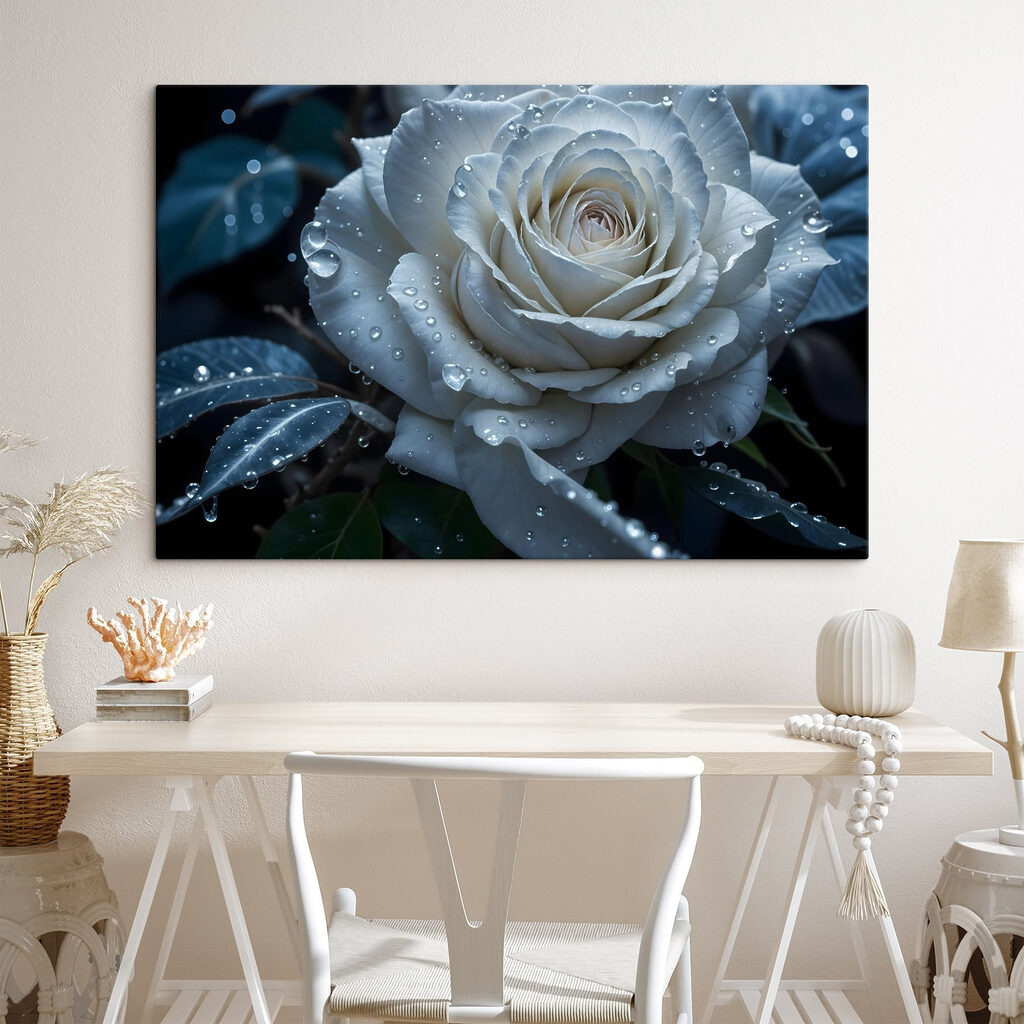 White rose with water drops on it
