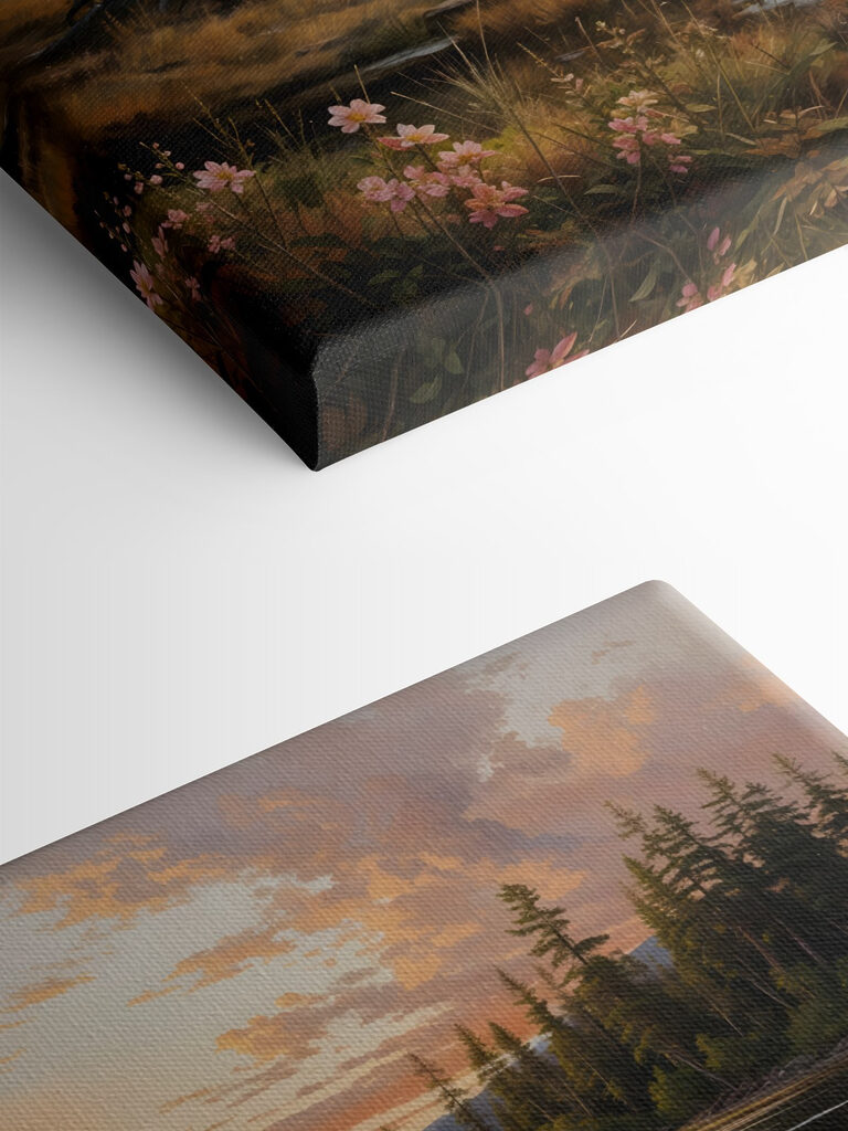 Landscape of a lake with a sunset Landscape of a lake with a sunset