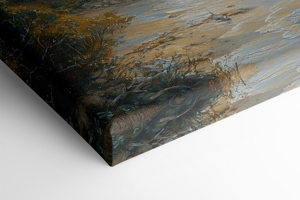 Painting of birds flying over a beach Painting of birds flying over a beach