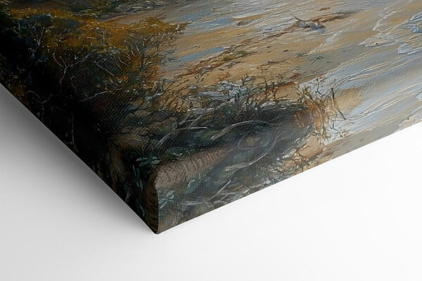 Painting of birds flying over a beach Painting of birds flying over a beach