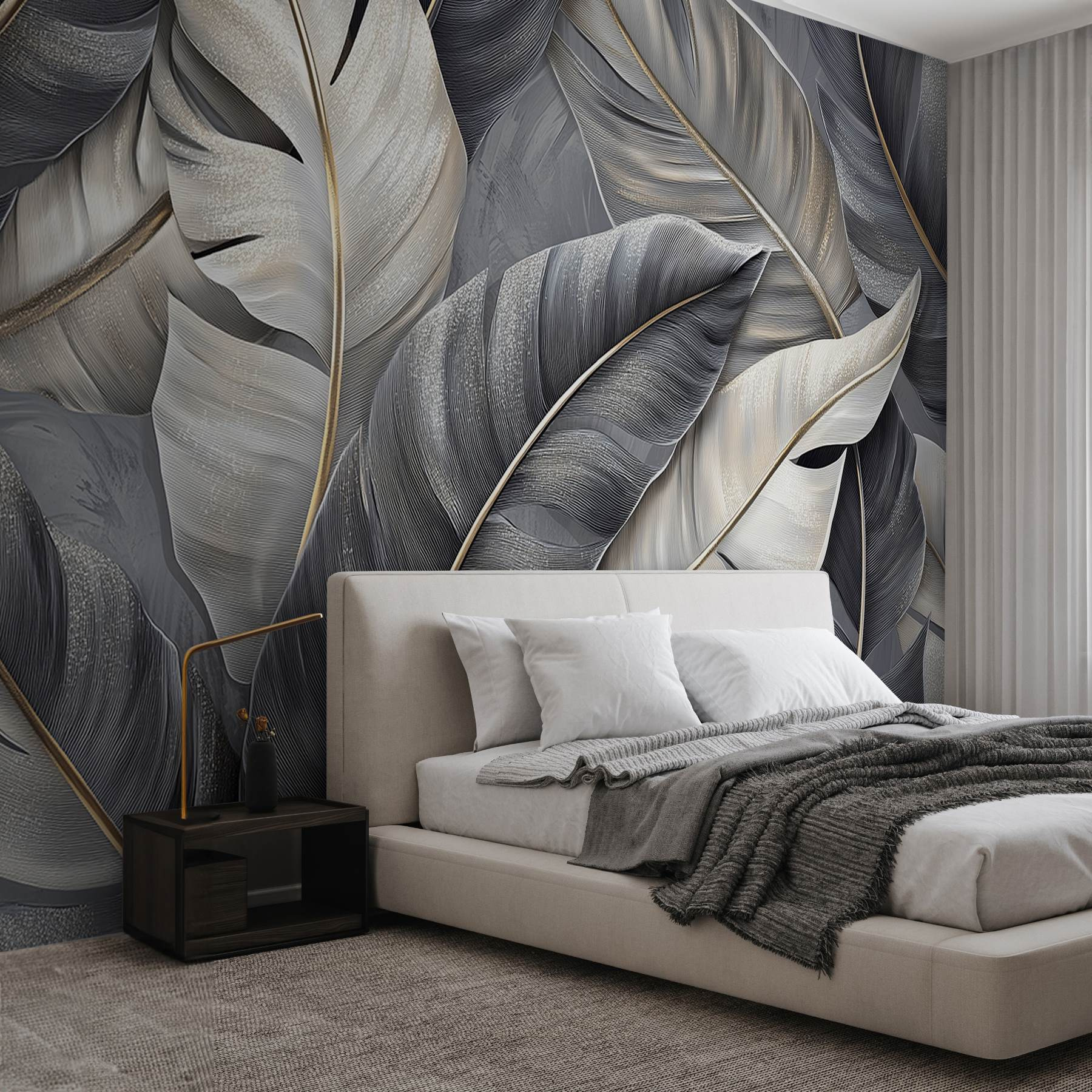 Group of feathers on a grey surface