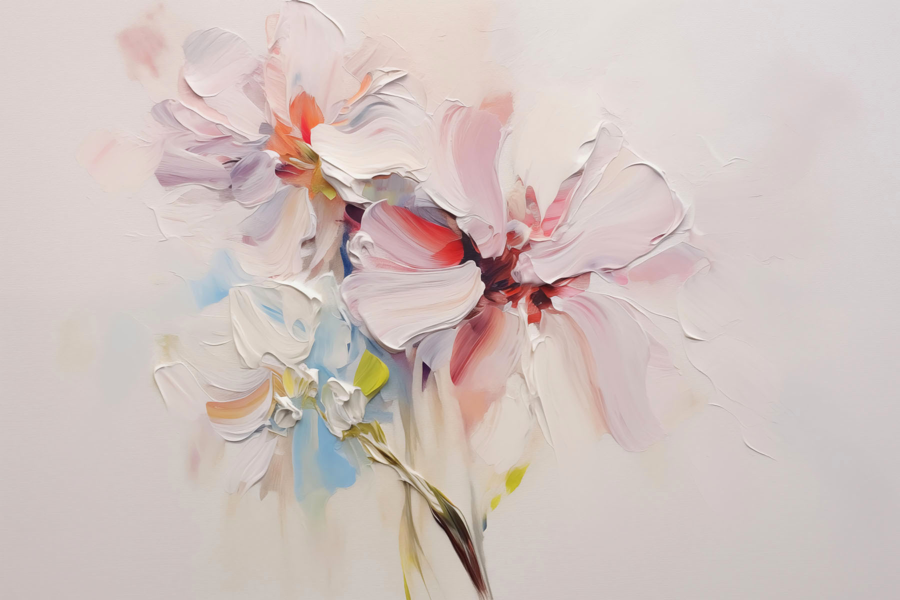 Painting of flowers on a white surface