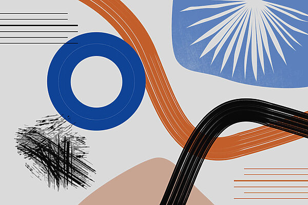 Colorful art piece with lines and circles