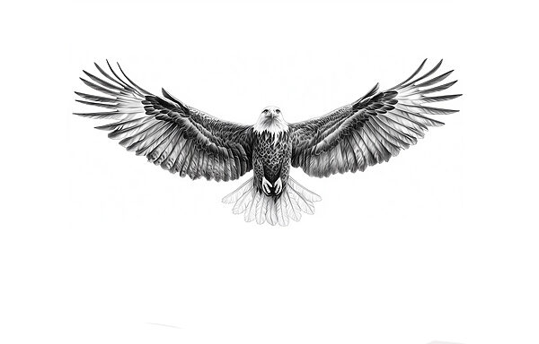 Čiernobiely obrázok letiaceho vtáka Čiernobiely obrázok letiaceho vtáka