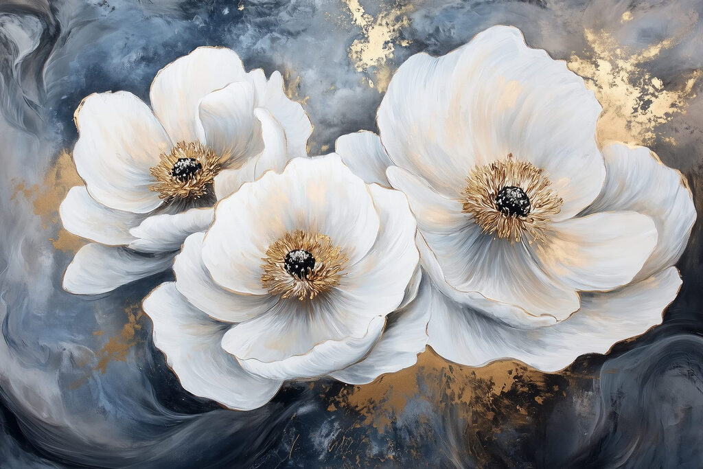 Painting of white flowers