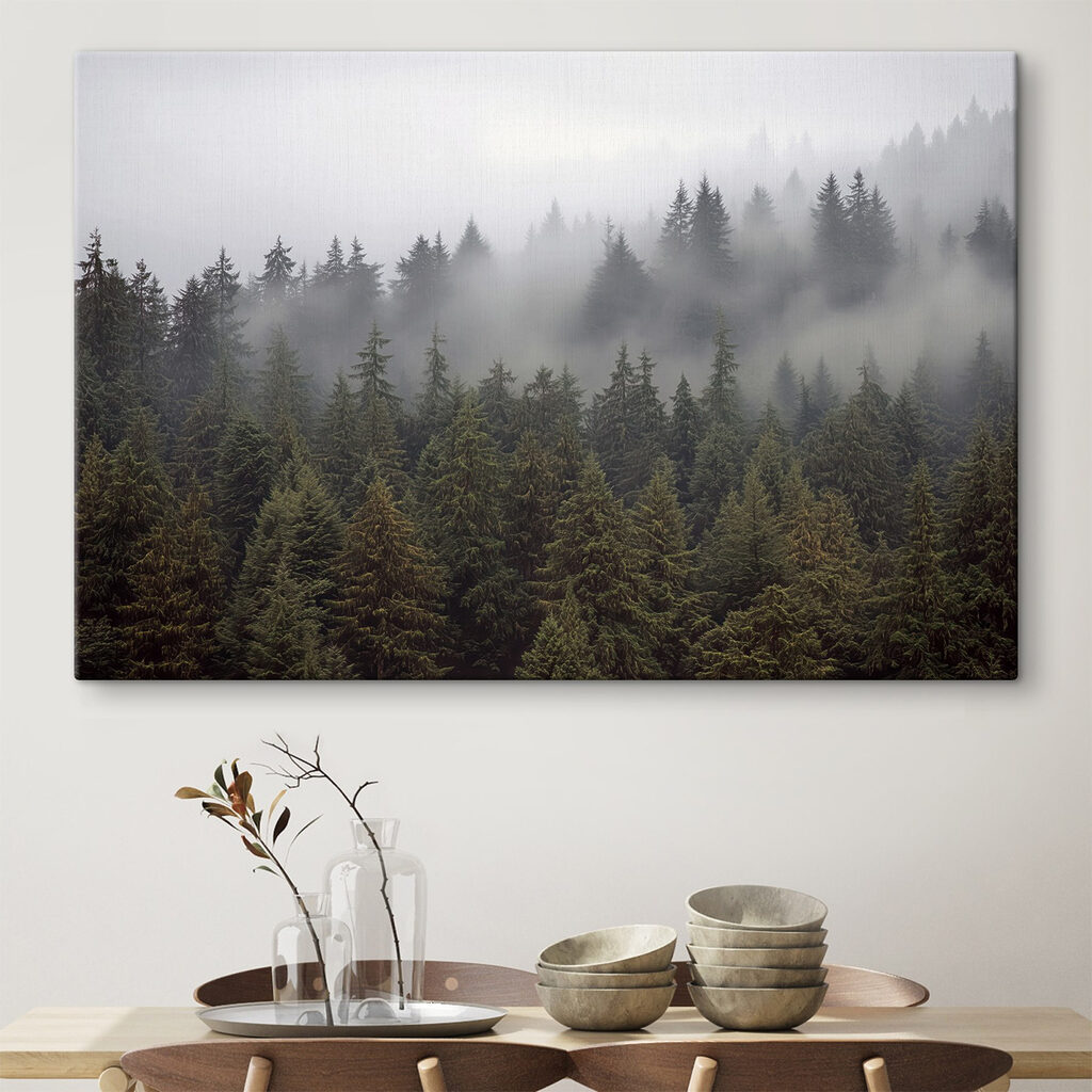 Group of trees with fog