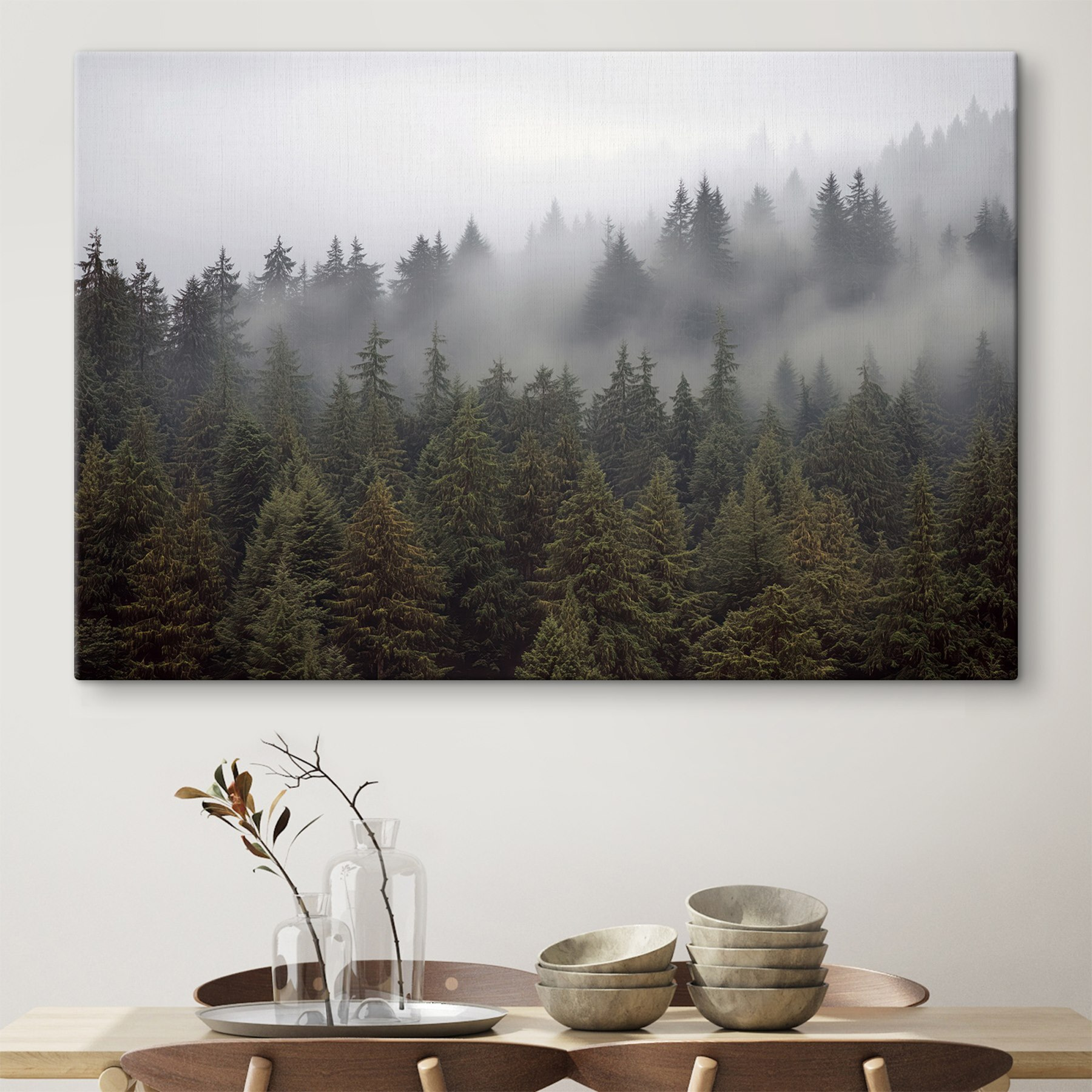 Group of trees with fog
