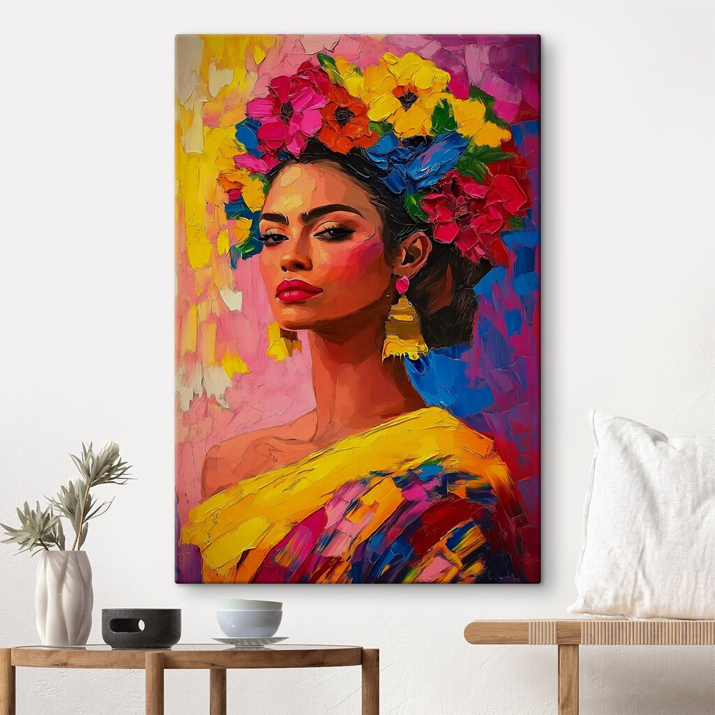 Painting of a woman with flowers in her hair