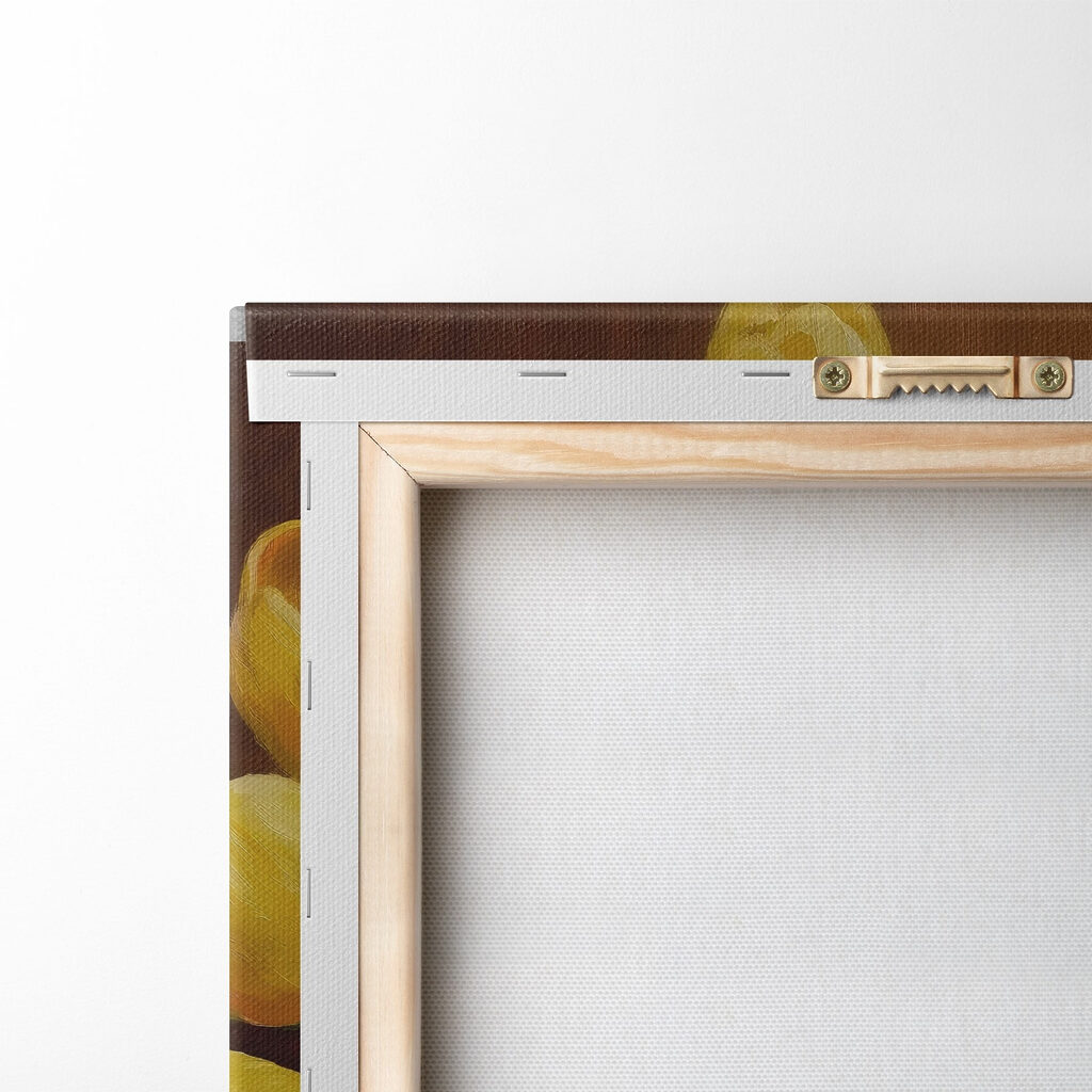 Painting of yellow tulips in a glass vase Painting of yellow tulips in a glass vase