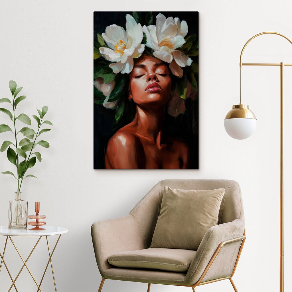 Woman with flowers in her hair Woman with flowers in her hair