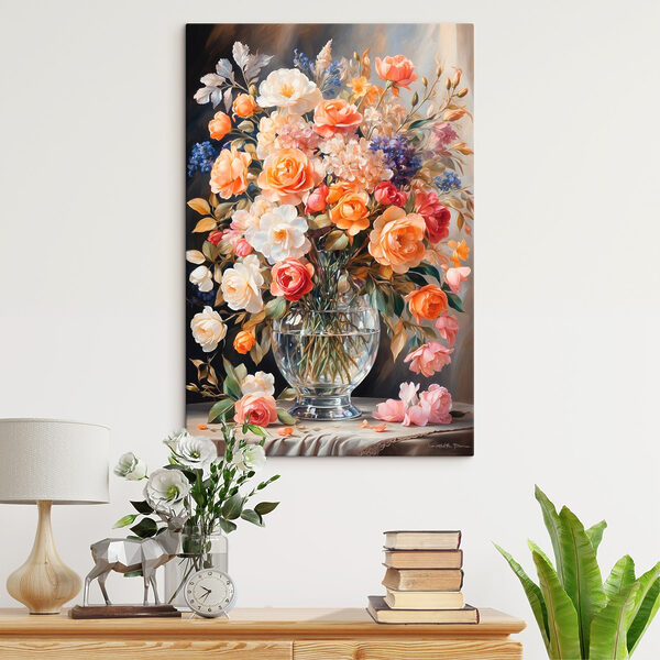 Maľba kvetov vo váze Obraz Maľba kvetov vo váze