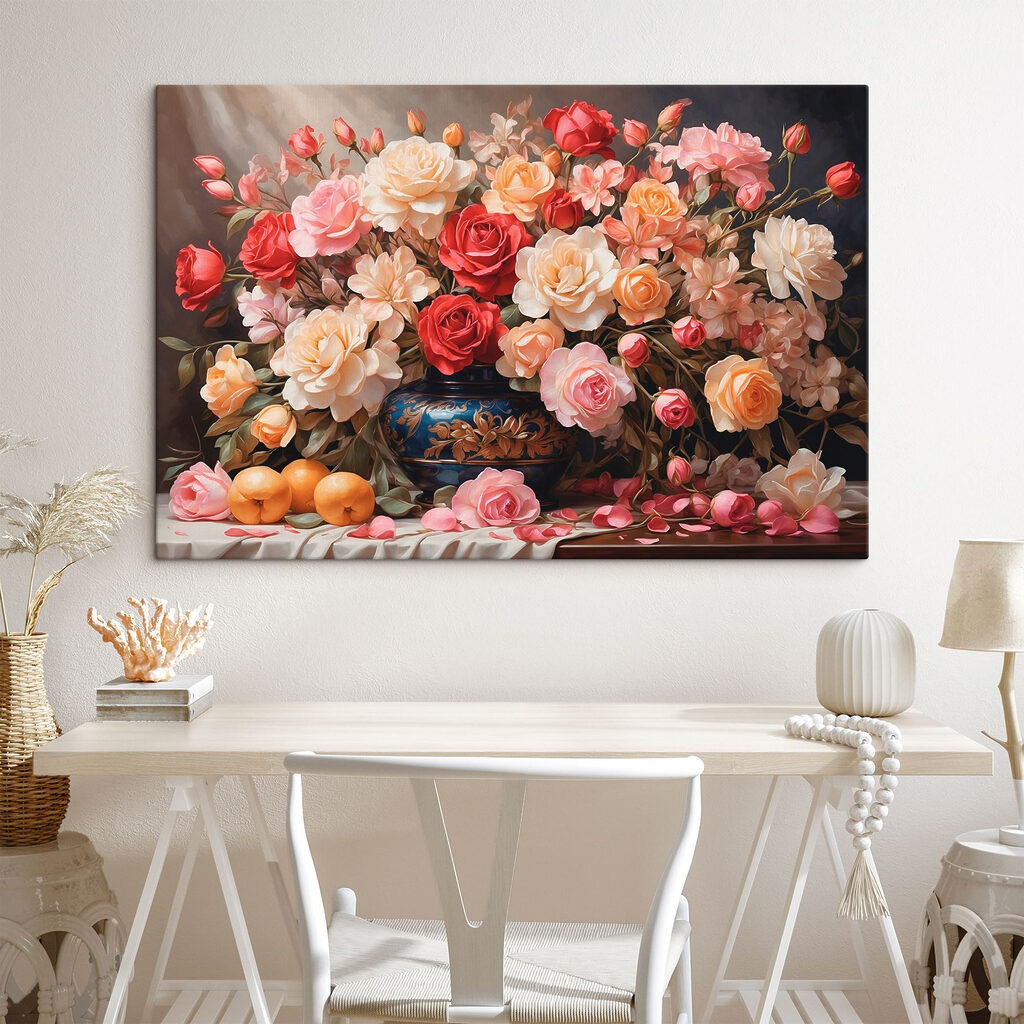 Vase of flowers and fruit Vase of flowers and fruit