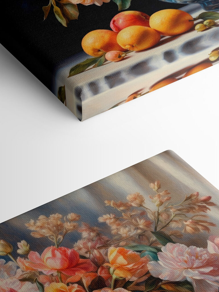 Painting of flowers in a glass vase