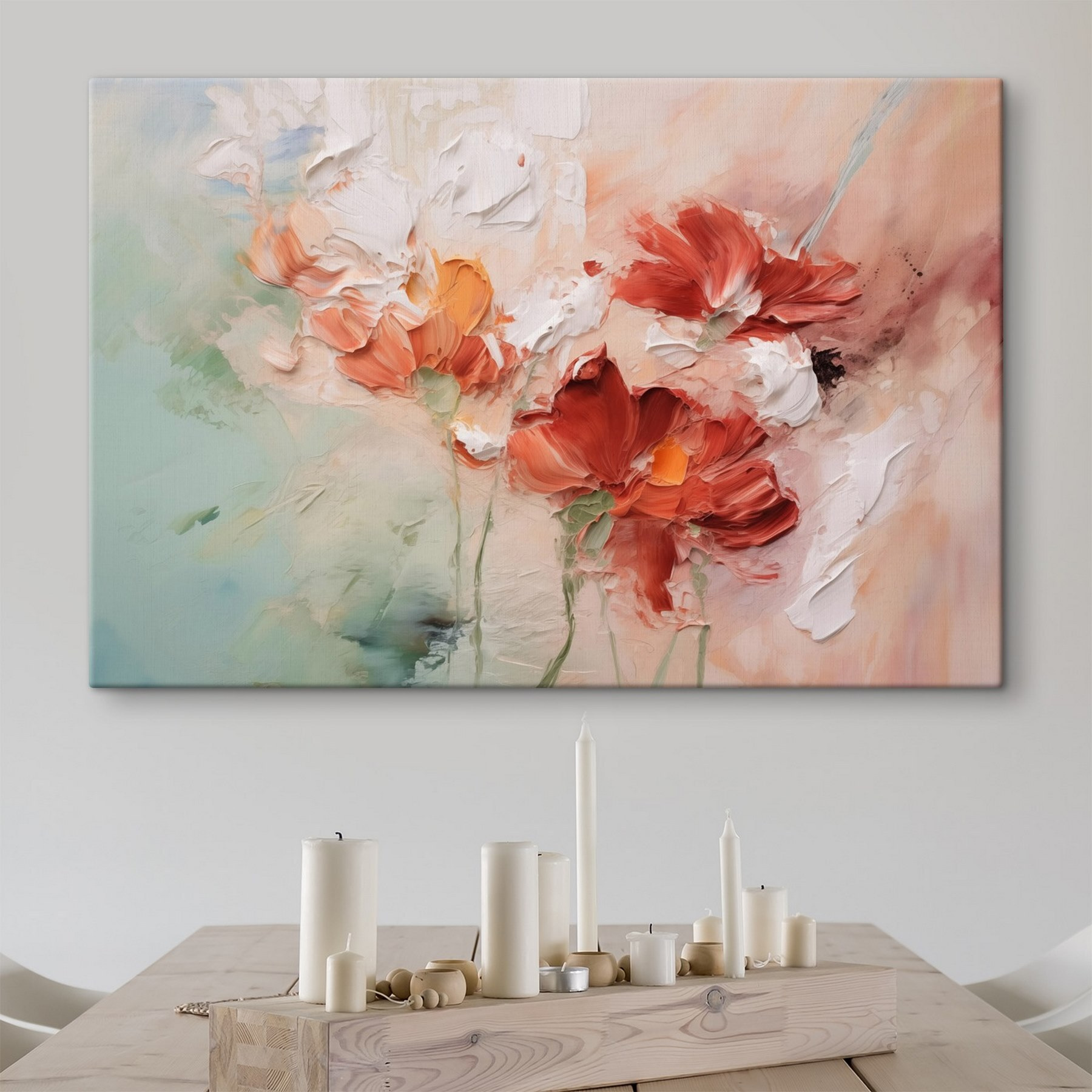 Painting of flowers on a canvas