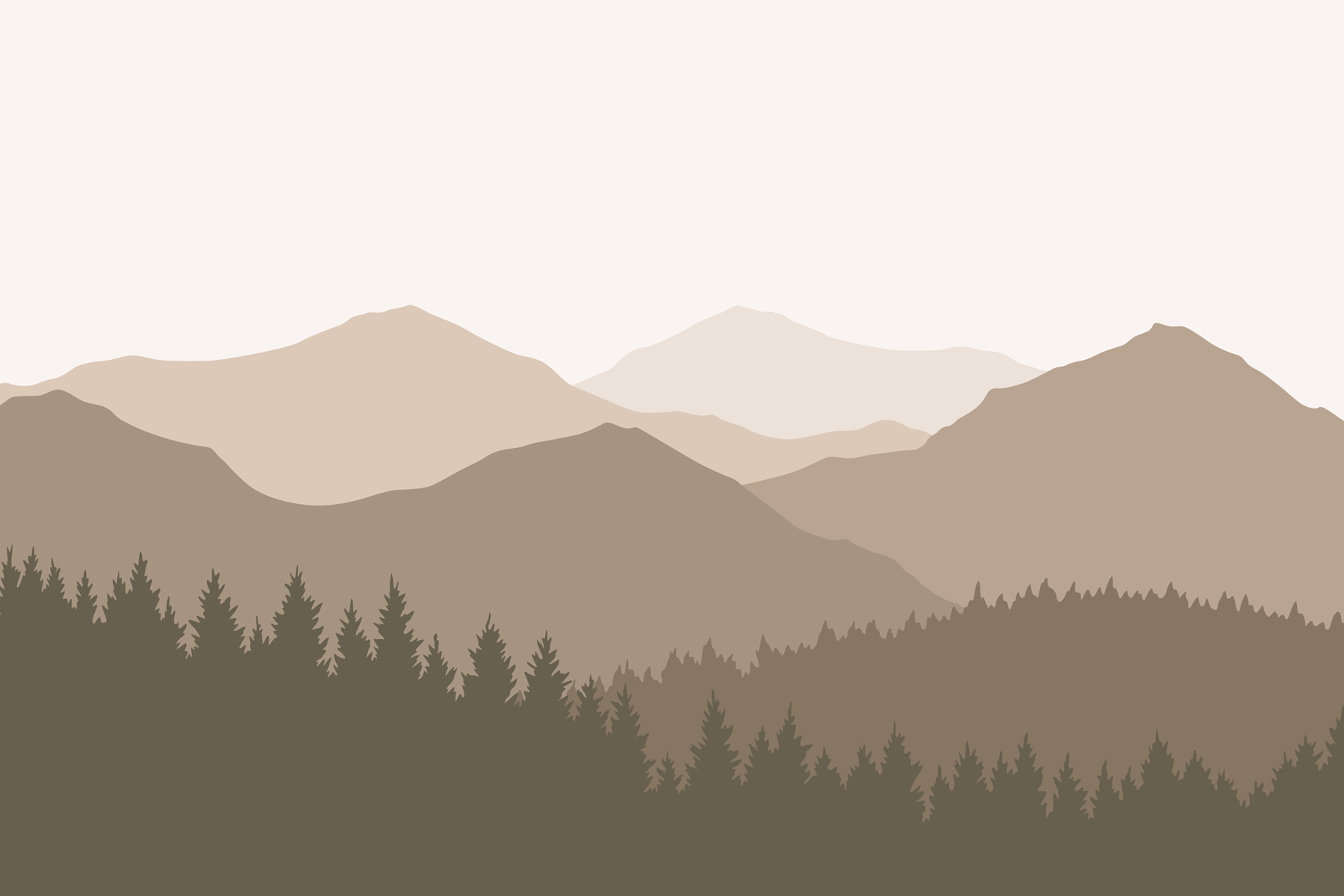 Landscape of mountains and trees