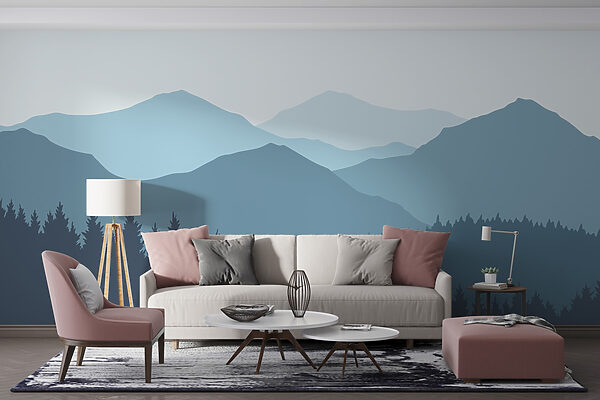 Landscape of mountains and trees Landscape of mountains and trees